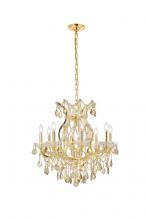Elegant 2800D26G-GT/RC - Maria Theresa 9 Light Gold Chandelier Golden Teak (Smoky) Royal Cut Crystal