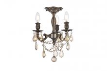 Elegant 9203F13PW-GT/RC - Rosalia 3 light Pewter Flush Mount Golden Teak (Smoky) Royal Cut Crystal