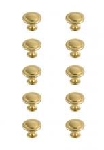Elegant KB2005-GD-10PK - Logyn 1.3" Diameter Brushed Gold Mushroom Knob Multipack (Set of 10)