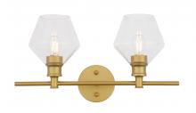 Elegant LD2312BR - Gene 2 Light Brass and Clear Glass Wall Sconce