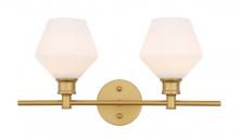 Elegant LD2313BR - Gene 2 Light Brass and Frosted White Glass Wall Sconce