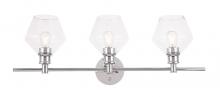 Elegant LD2316C - Gene 3 Light Chrome and Clear Glass Wall Sconce