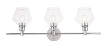 Elegant LD2316C - Gene 3 light Chrome and Clear glass Wall sconce