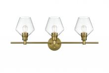 Elegant LD2316SG - Gene 3 Light Satin Gold and Clear Glass Wall Sconce