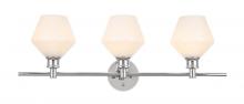 Elegant LD2317C - Gene 3 Light Chrome and Frosted White Glass Wall Sconce