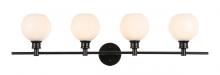 Elegant LD2323BK - Collier 4 light Black and Frosted white glass Wall sconce