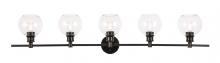 Elegant LD2326BK - Collier 5 light Black and Clear glass Wall sconce