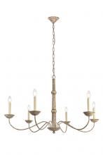 Elegant LD6007D40WD - Merritt Collection Chandelier D39.8 H24 Lt:6 Weathered Dove Finish