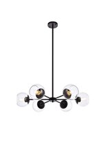 Elegant LD644D30BK - Briggs 30 Inch Pendant in Black with Clear Shade