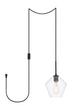 Elegant LDPG2256BK - Gene 1 light Black and Clear glass plug-in pendant