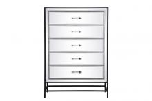 Elegant MF73017BK - 48 inch mirrored 6 drawers chest in black