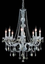 Elegant V7858D28C-GT/RC - Verona 8 Light Chrome Chandelier Golden Teak (Smoky) Royal Cut Crystal