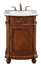 Elegant VF-1009-VW - 24 inch Single Bathroom vanity in Brown with ivory white engineered marble