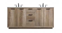 Elegant VF19472DNT - 72 Inch Double Bathroom Vanity In Natural Oak