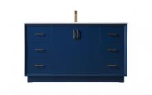 Elegant VF19660BL - Hayes Vanity Cabinet 6Dw 2Dr 60"W x 22"D x 35"H blue