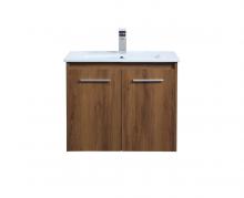 Elegant VF44024WB - 24 inch  Single Bathroom Floating Vanity in Walnut Brown
