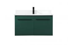 Elegant VF44536MGN-BS - 36 inch Single bathroom vanity in green with backsplash