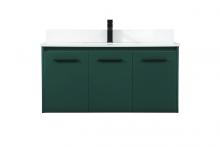 Elegant VF44540MGN-BS - 40 inch Single bathroom vanity in green with backsplash