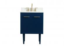 Elegant VF48024MBL-BS - 24 Inch Single Bathroom Vanity in Blue with Backsplash