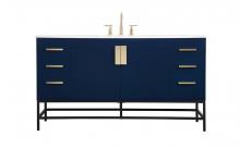 Elegant VF48860MBL - 60 inch Single bathroom vanity in blue