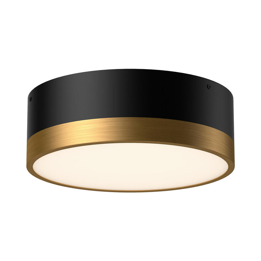 Brisbane 12-in Aged Gold/Matte Black 2 Lights Flush Mount