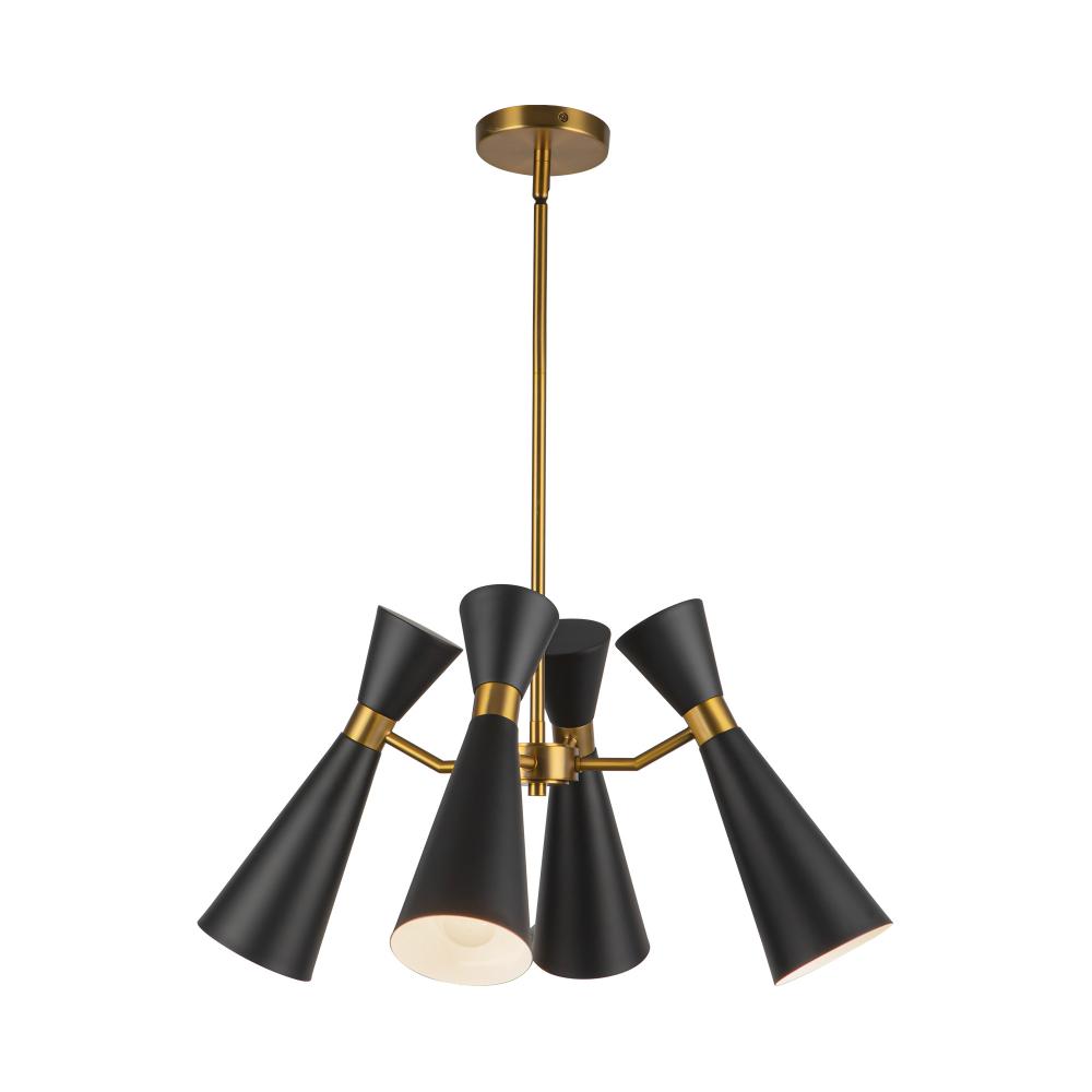 Blake 24-in Matte Black/Aged Gold Socket Chandelier