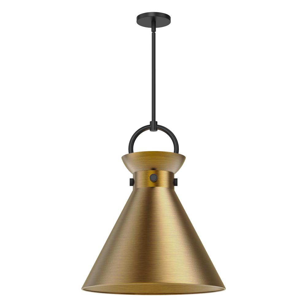 Emerson 18-in Matte Black/Aged Gold 1 Light Pendant