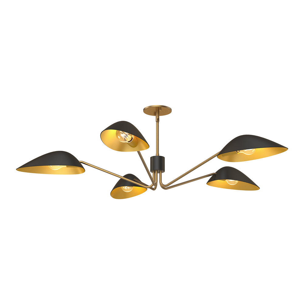 Oscar 46-in Aged Gold/Matte Black 5 Lights Pendant