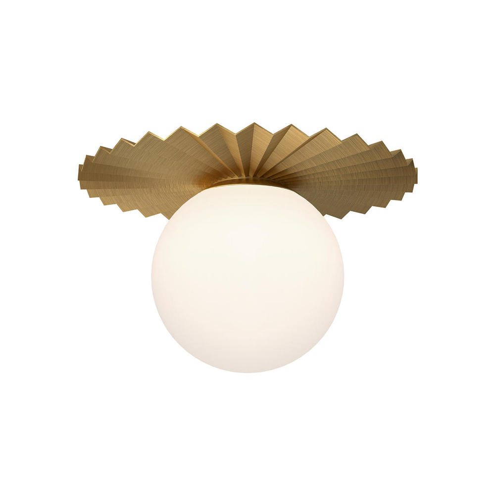 Plume 14-in Brushed Gold/Opal Matte Glass 1 Light Flush Mount