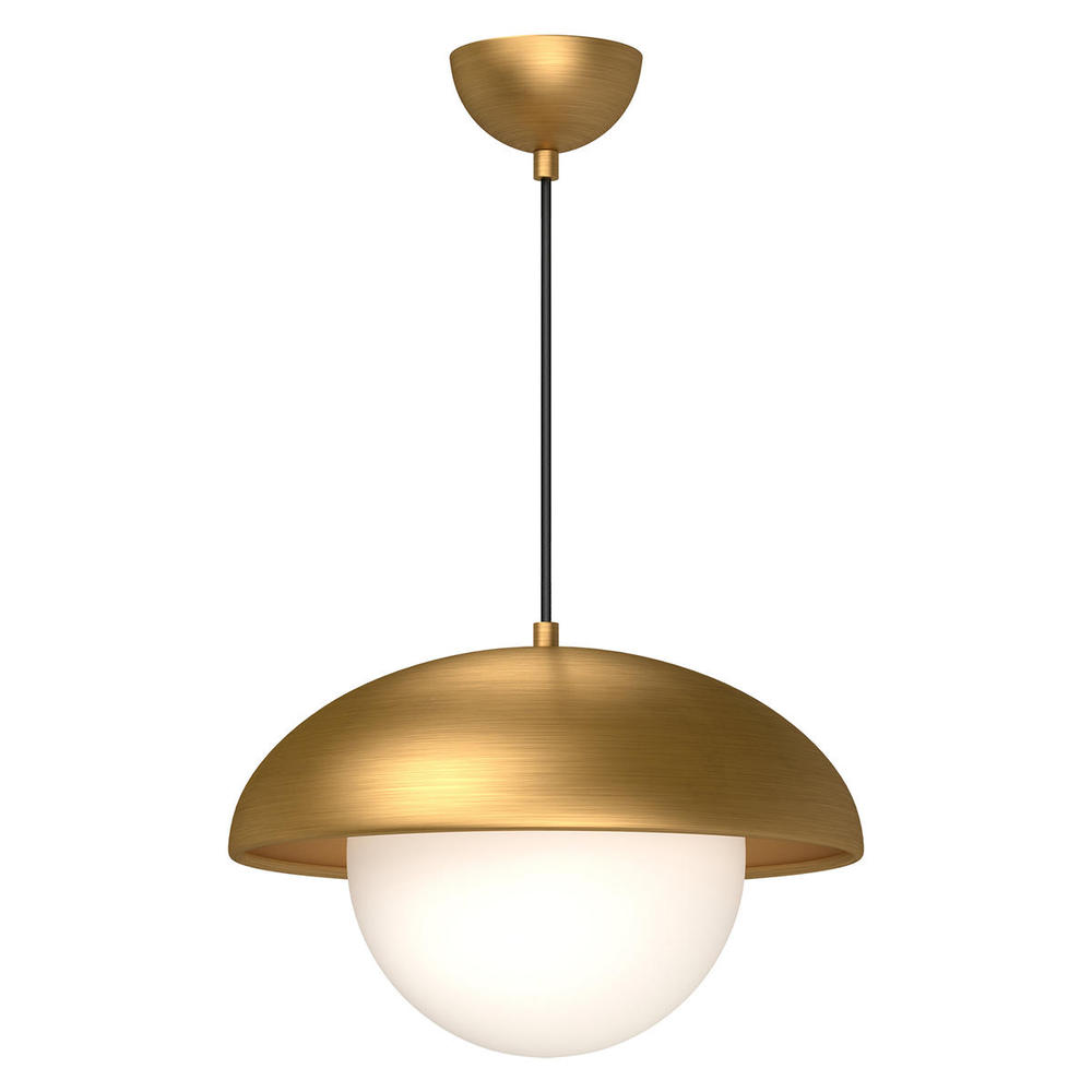 Rubio 16-in Aged Gold/Opal Matte Glass 1 Light Pendant