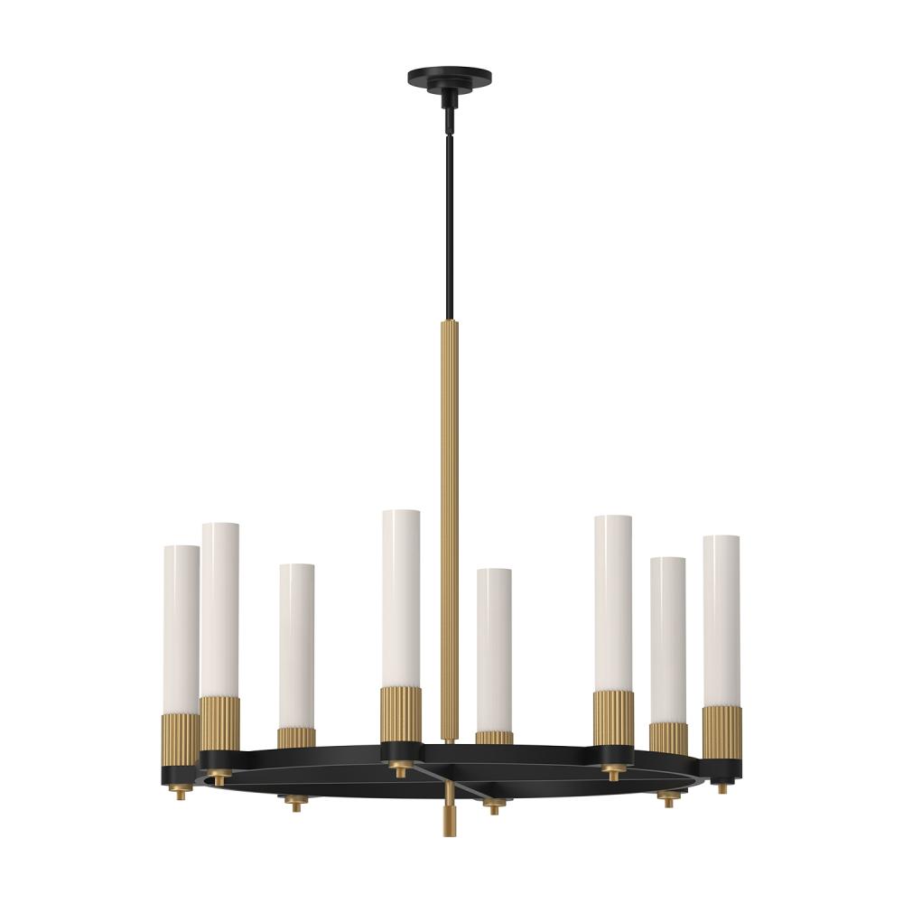 Rue 38-in Matte Black/Brushed Gold 8 Lights Chandeliers