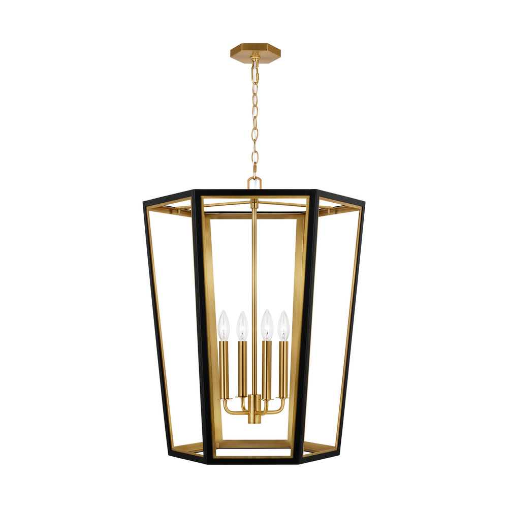 Curt traditional dimmable indoor medium 4-light lantern chandelier in a midnight black finish with g