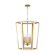 Visual Comfort & Co. Studio Collection AC1094MWTBBS - Curt traditional dimmable indoor medium 4-light lantern chandelier in a matte white finish with gold