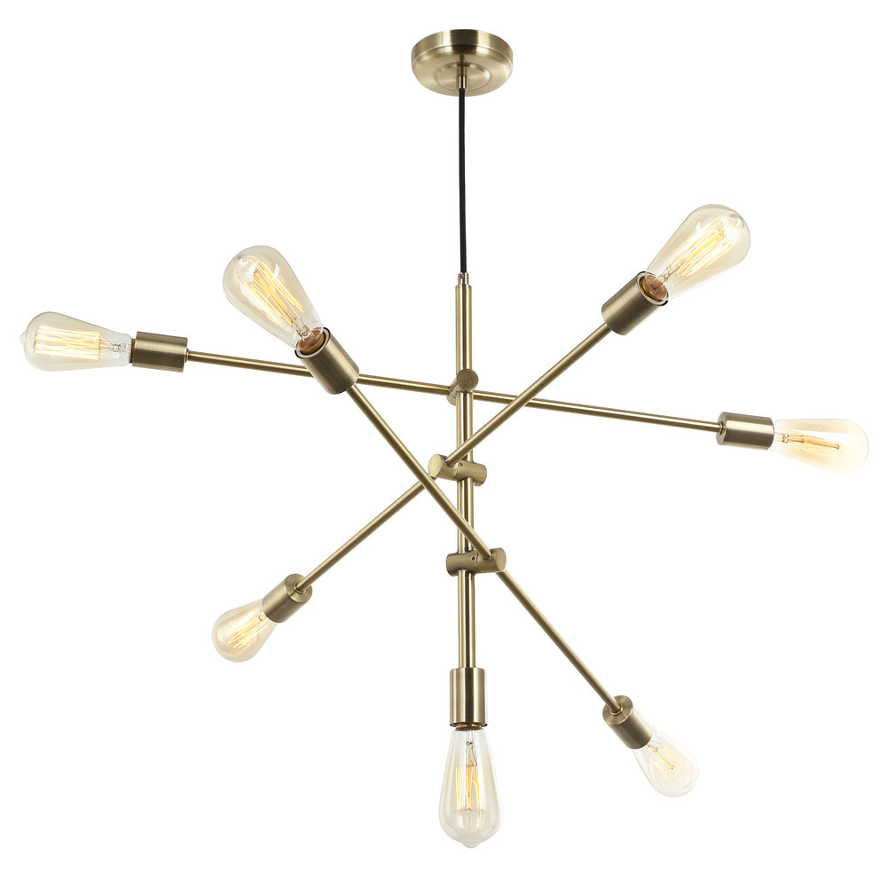 7 Light Incandescent Adjustable Pendant Aged Brass Finish