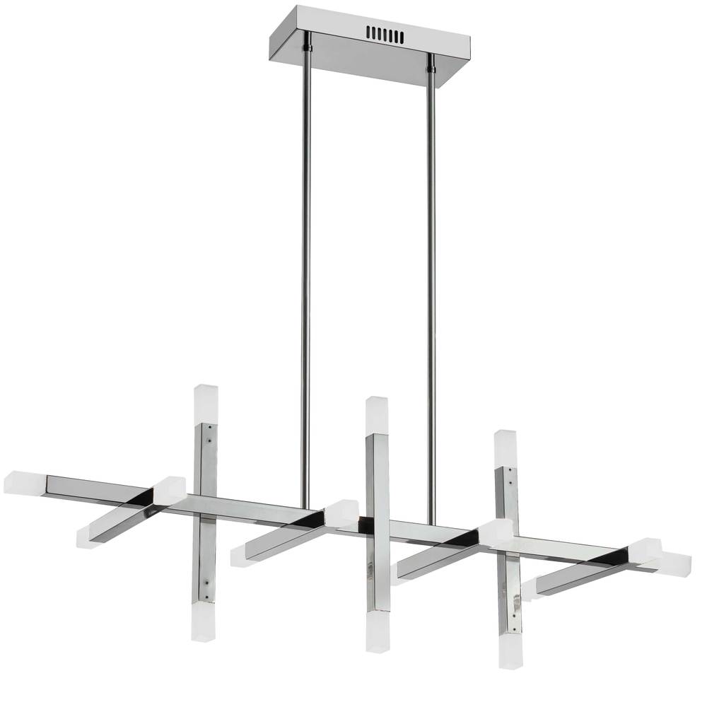 48W Horizontal Chandelier Polished Chrome with Frosted Acrylic Diffuser