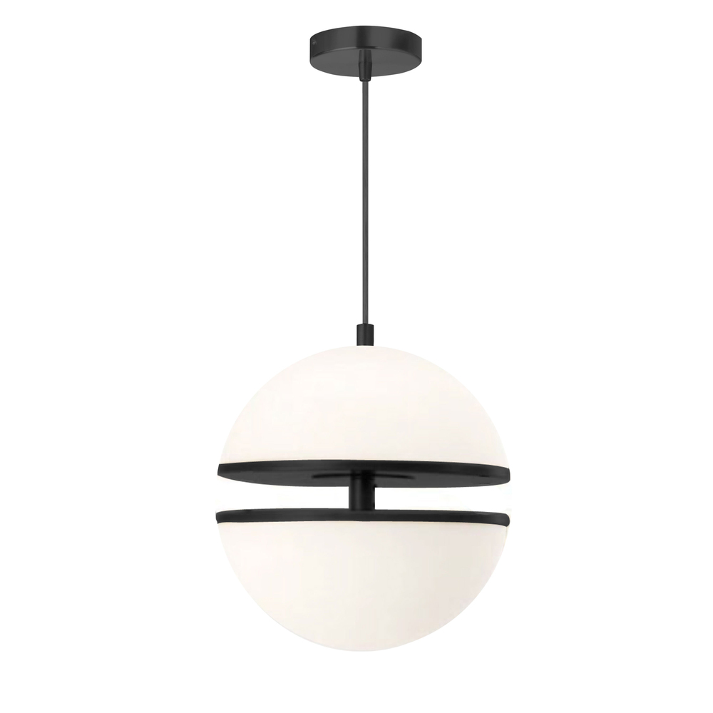 30W Pendant, Matte Black w/ White Glass