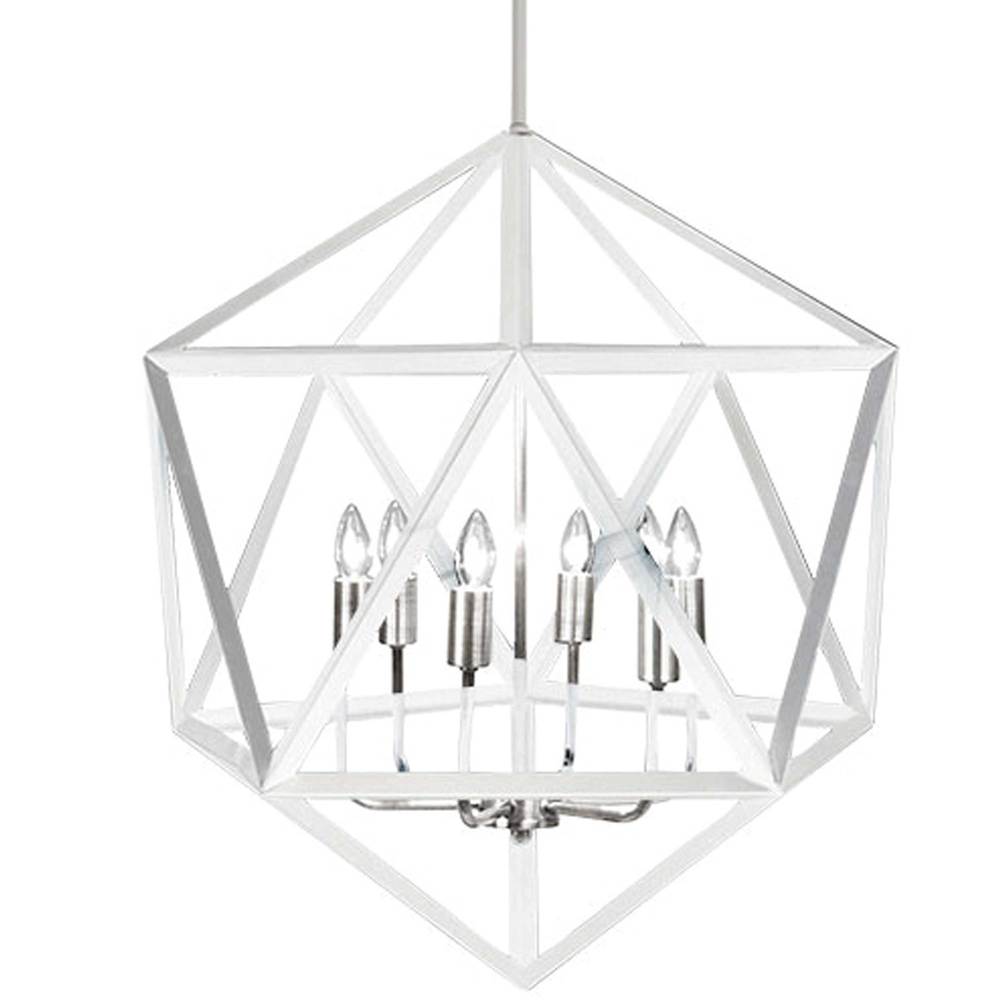 6LT Chandelier,Matte WHT/SC