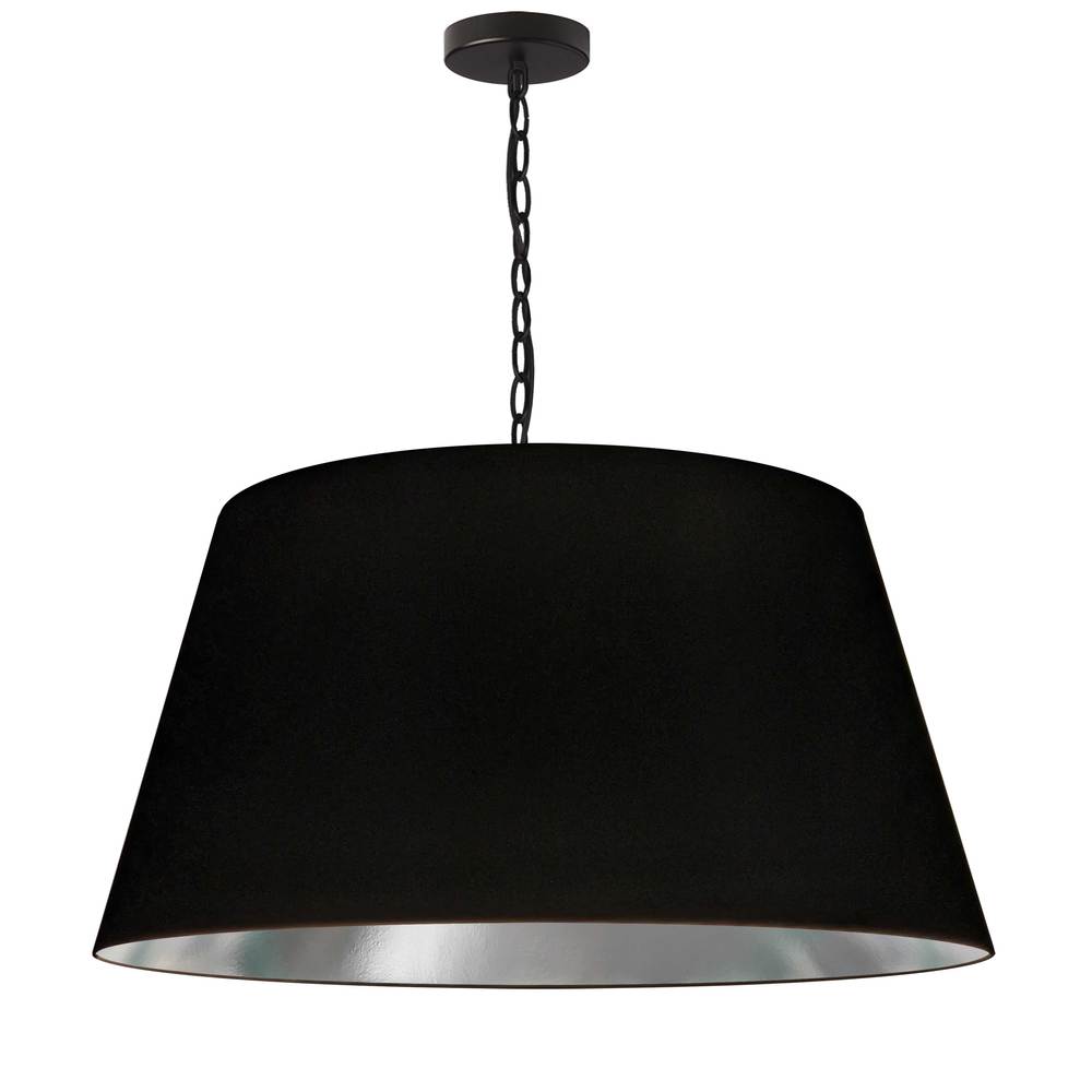 1 Light Brynn Large Pendant, Black/Silver Shade, Black