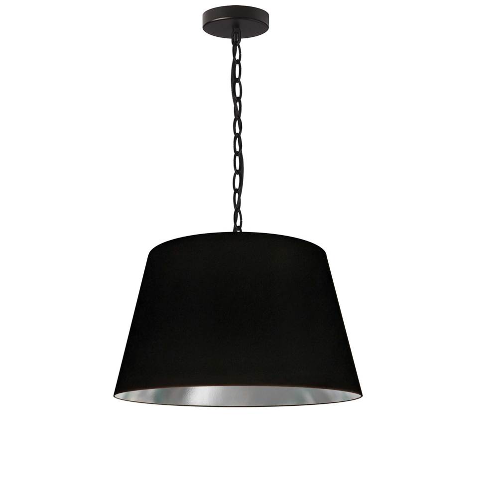 1 Light Brynn Small Pendant, Black/Silver Shade, Black