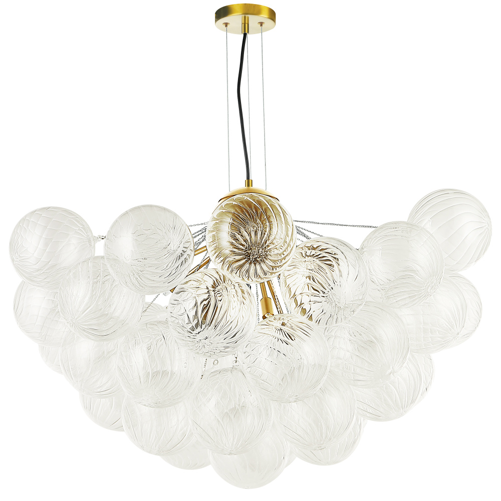 12LT Chandelier, AGB w/ CLR Spiral Glass