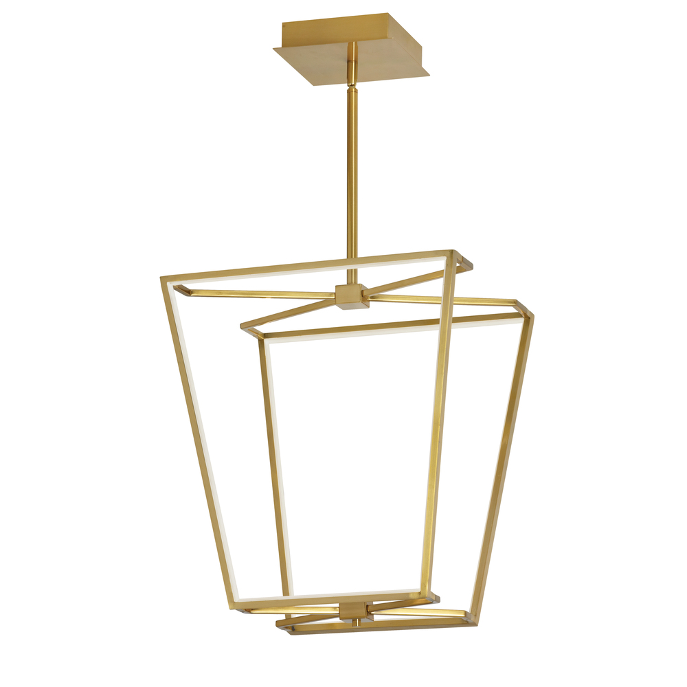 48W Chandelier, Aged Brass with White Silicone Diffuser