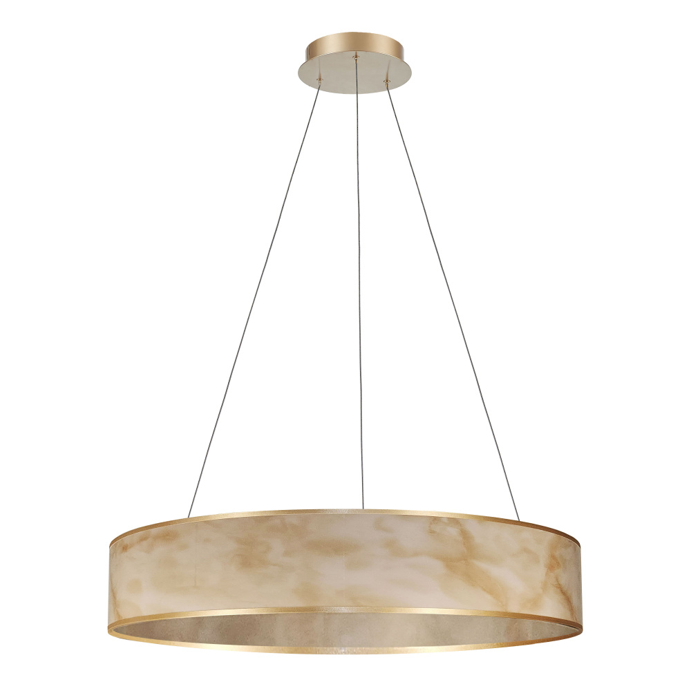 34W Pendant, Aged Brass w/ Marble Alabaster Shade