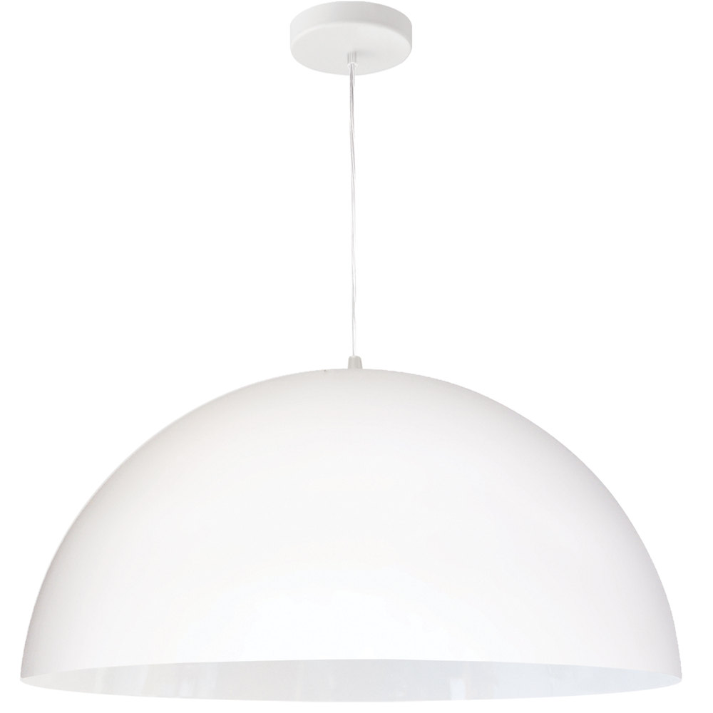 1 Light Incandescent Large Dome Pendant, Matte White