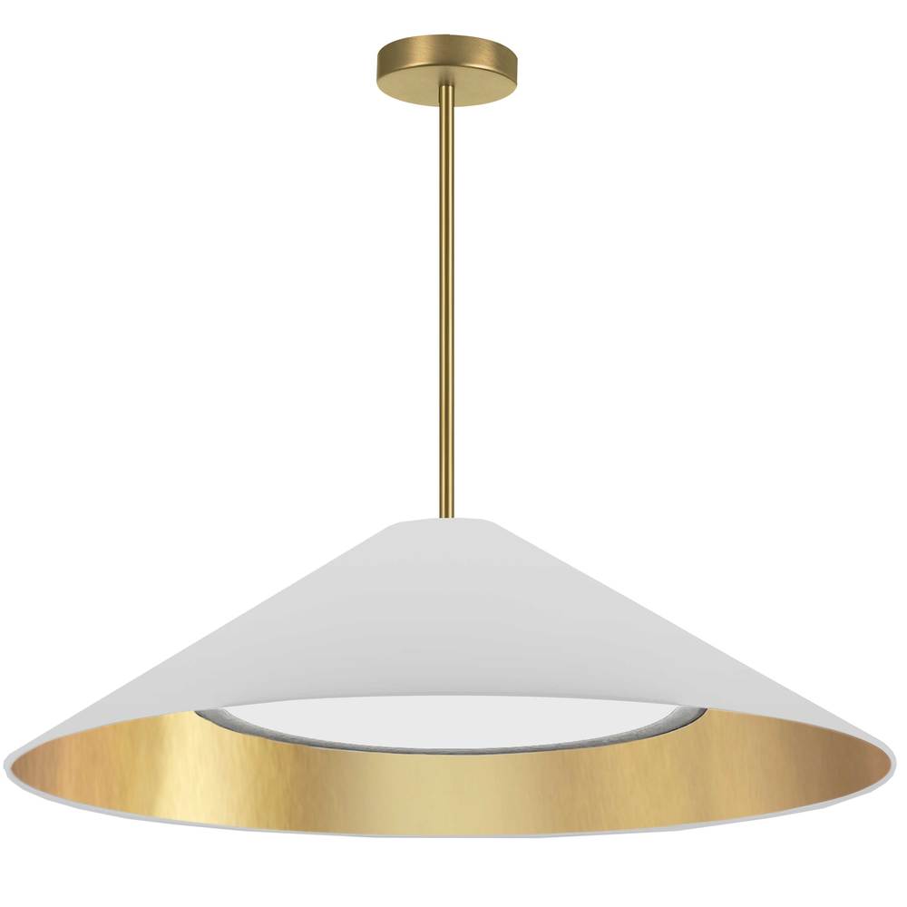 30W Pendant, Aged Brass w/ Fabric Shade