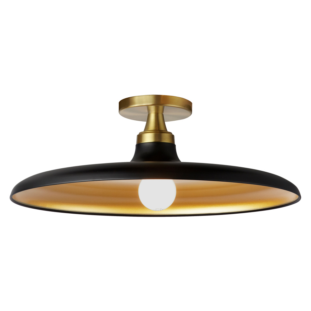 1 Light Semi-Flush Mount in Matte Black and Aged Brass