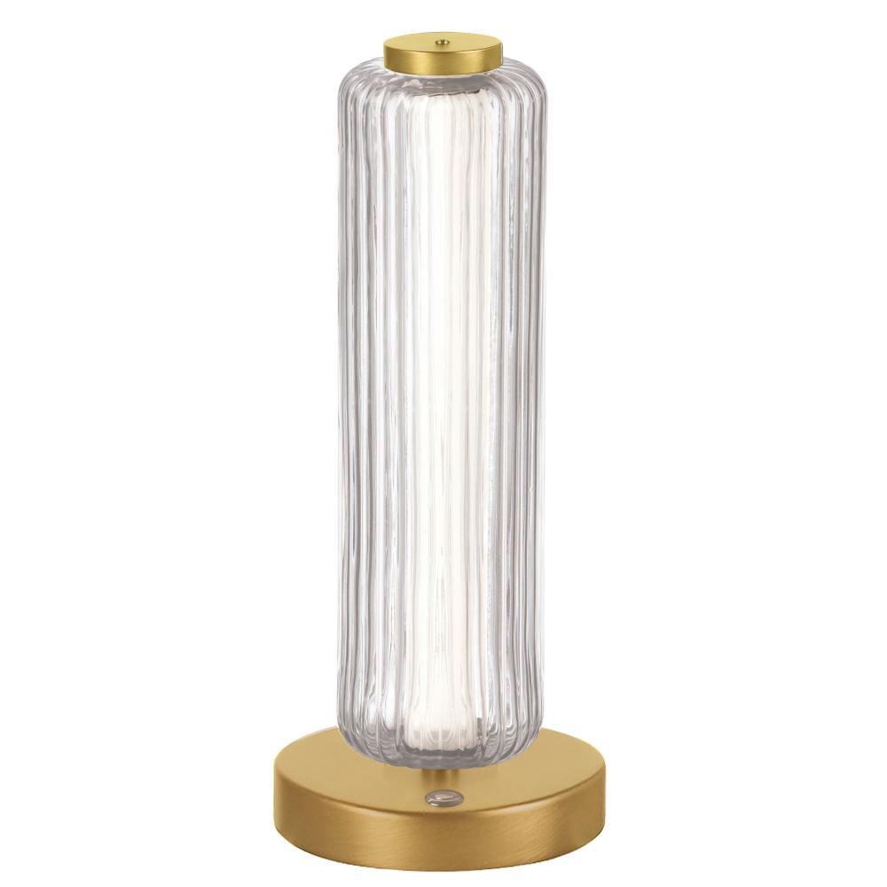 10W Table Lamp, AGB w/ CLR Fluted Glass