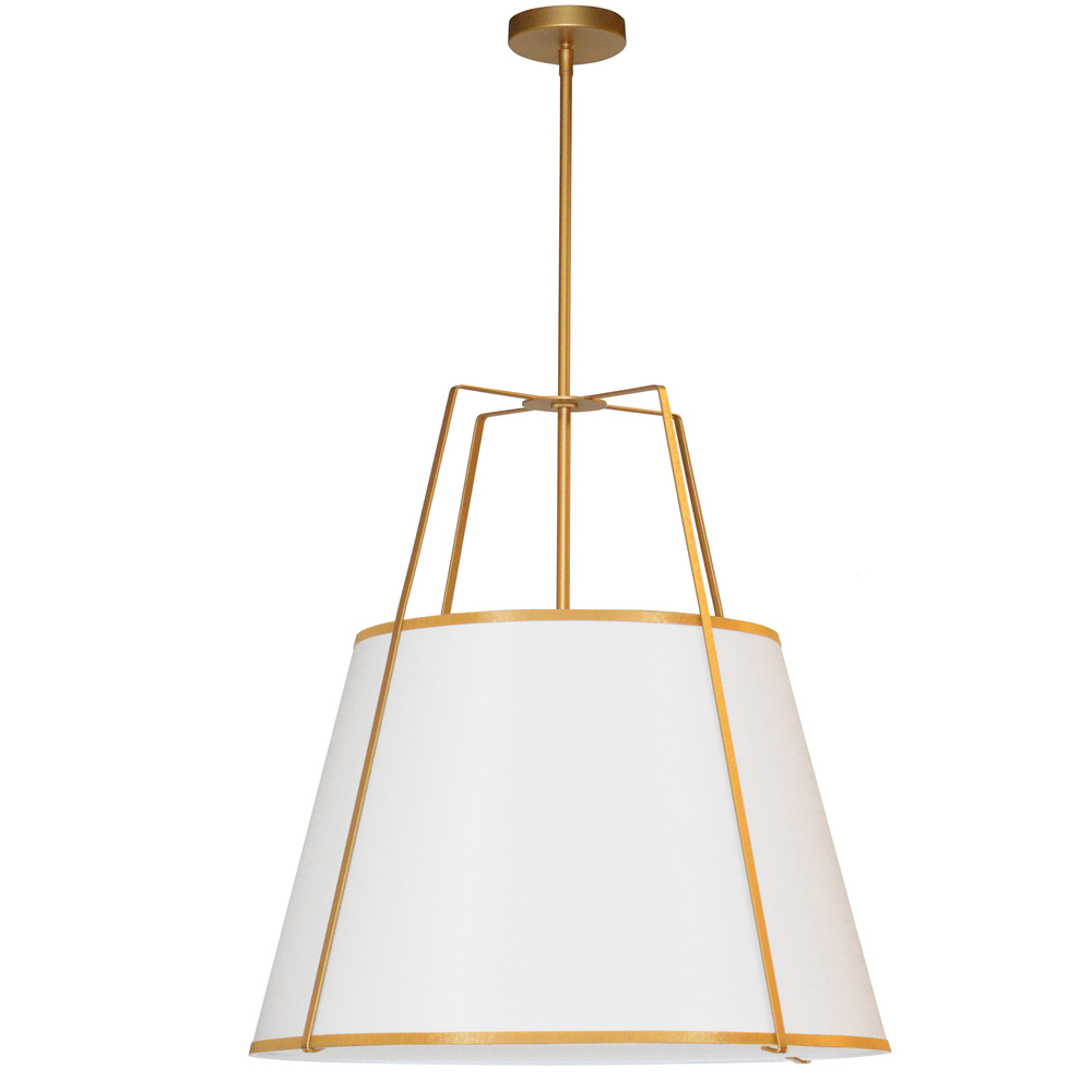 3 Light Trapezoid Pendant Gold frame and White Shade w/790 Diffuser