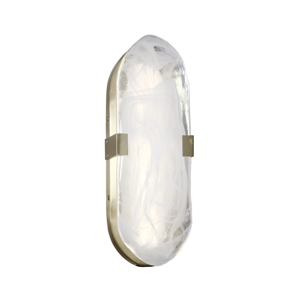 15W Aged Brass Wall Sconce with Alabaster Glass