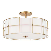 Dainolite ALC-163SF-AGB - 3 Light Incandescent Aged Brass Semi-Flush Mount Fixture w/White Shade