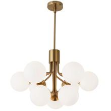 Dainolite AMA-249C-AGB - 9 Light Halogen Chandelier, Aged Brass with Opal Glass